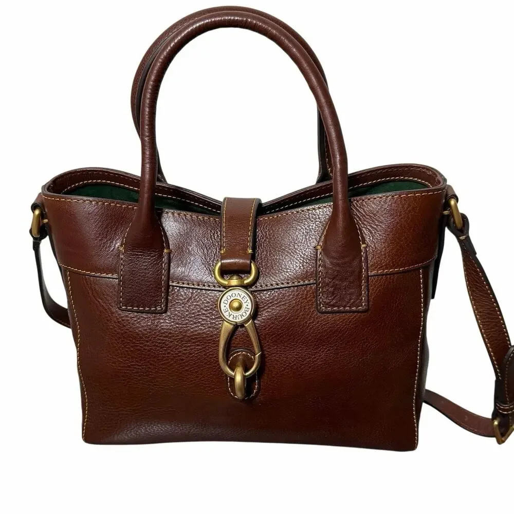 Dooney & Bourke Florentine Small Barlow Satchel Chestnut Leather Crossbody